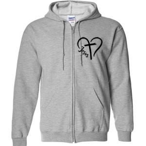 Jesus Cross Love Heart Christianity Full Zip Hoodie