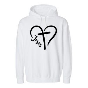 Jesus Cross Love Heart Christianity Garment-Dyed Fleece Hoodie