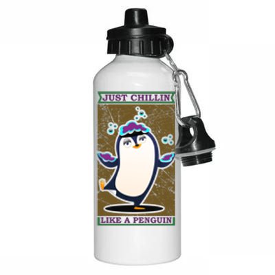 Just Chilling Like Penguin Aluminum Water Bottle 