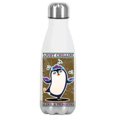 Just Chilling Like Penguin Stainless Steel Insulated Water Bottle