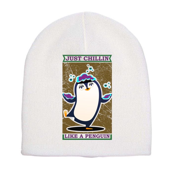 Just Chilling Like Penguin Short Acrylic Beanie