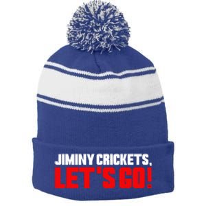 Jiminy Crickets Let’S Go Stripe Pom Pom Beanie