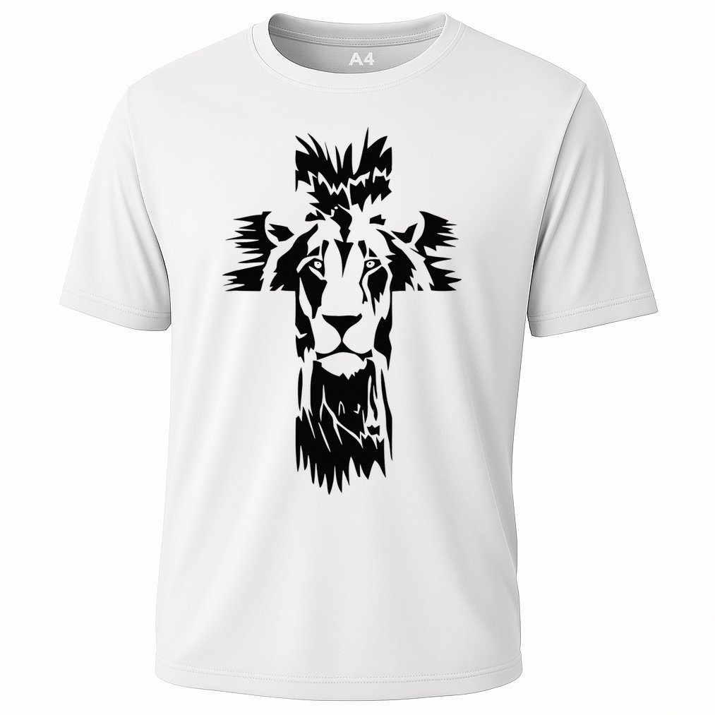 Jesus Crossbar Lion Believe in Jesus Christian Apparel Performance Shirt