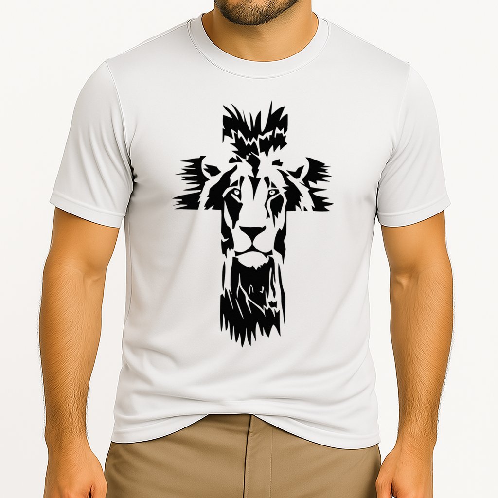 Jesus Crossbar Lion Believe in Jesus Christian Apparel Performance Shirt