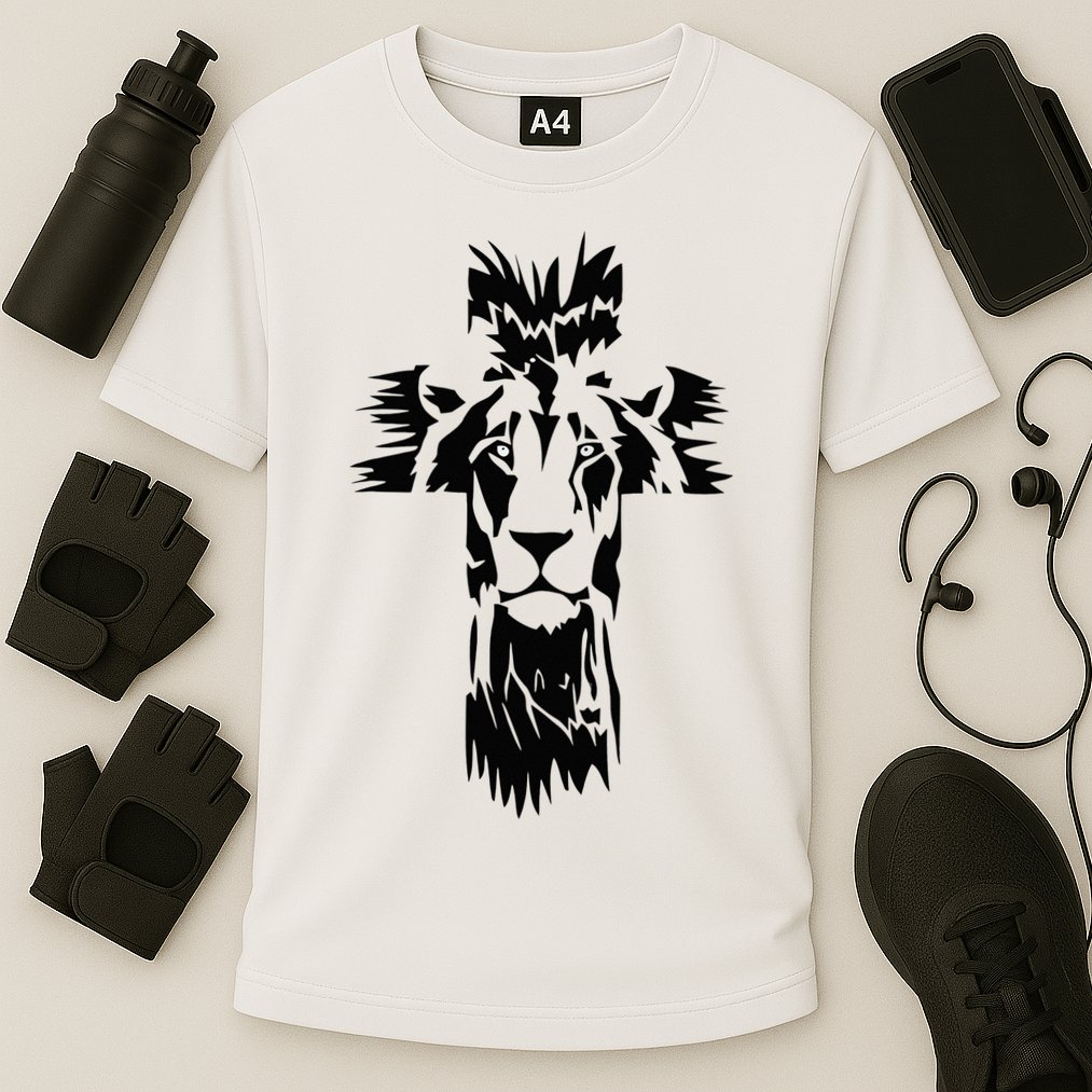 Jesus Crossbar Lion Believe in Jesus Christian Apparel Performance Shirt