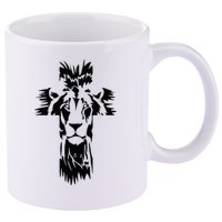 Jesus Crossbar Lion Believe in Jesus Christian Apparel 11oz C Handle Ceramic Mug