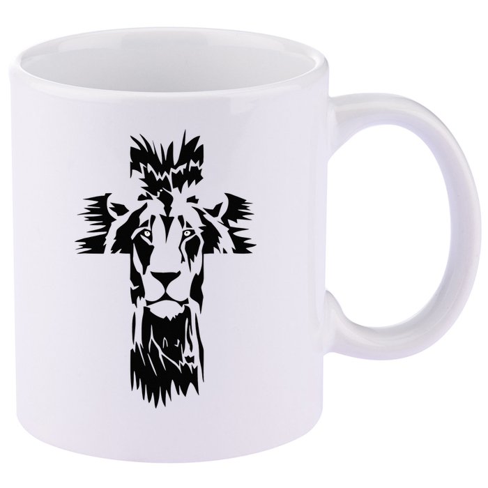Jesus Crossbar Lion Believe in Jesus Christian Apparel 11oz C Handle Ceramic Mug