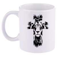 Jesus Crossbar Lion Believe in Jesus Christian Apparel 11oz C Handle Ceramic Mug