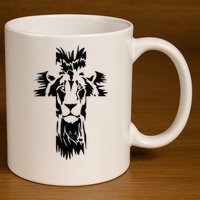 Jesus Crossbar Lion Believe in Jesus Christian Apparel 11oz C Handle Ceramic Mug
