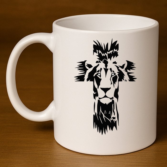 Jesus Crossbar Lion Believe in Jesus Christian Apparel 11oz C Handle Ceramic Mug