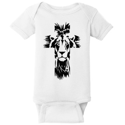 Jesus Crossbar Lion Believe in Jesus Christian Apparel Baby Bodysuit