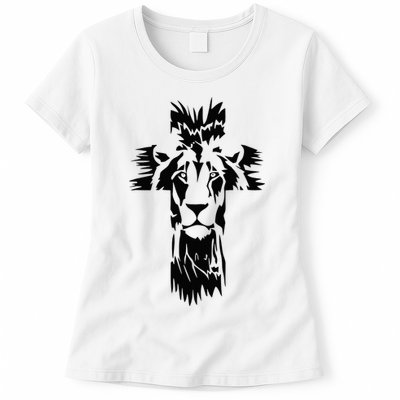 Jesus Crossbar Lion Believe in Jesus Christian Apparel Womens T-Shirt