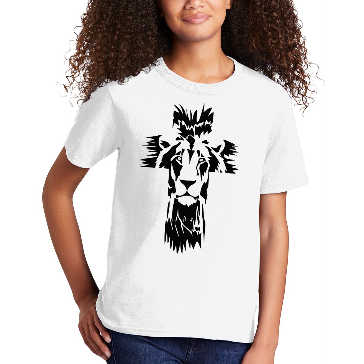 Jesus Crossbar Lion Believe in Jesus Christian Apparel Kids T-Shirt