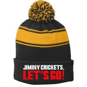 Jiminy Crickets Let’S Go Stripe Pom Pom Beanie