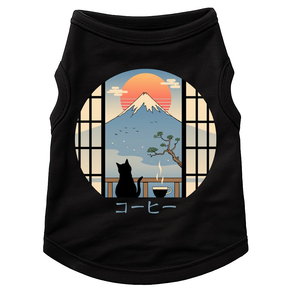Japanese Cat Mountain Sunset Doggie Tank