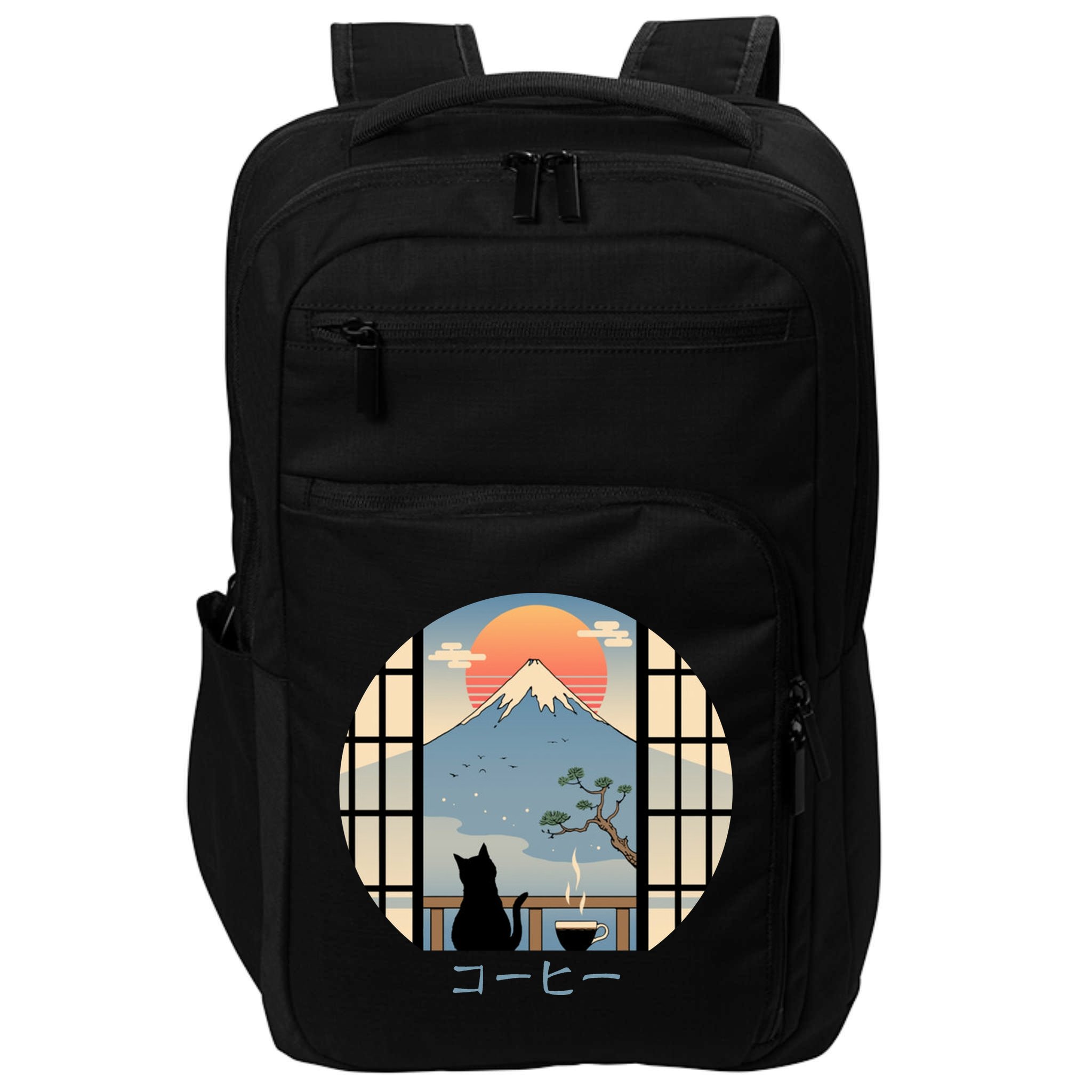 Japanese Cat Mountain Sunset Impact Tech Backpack