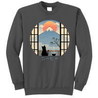 Japanese Cat Mountain Sunset Tall Sweatshirt