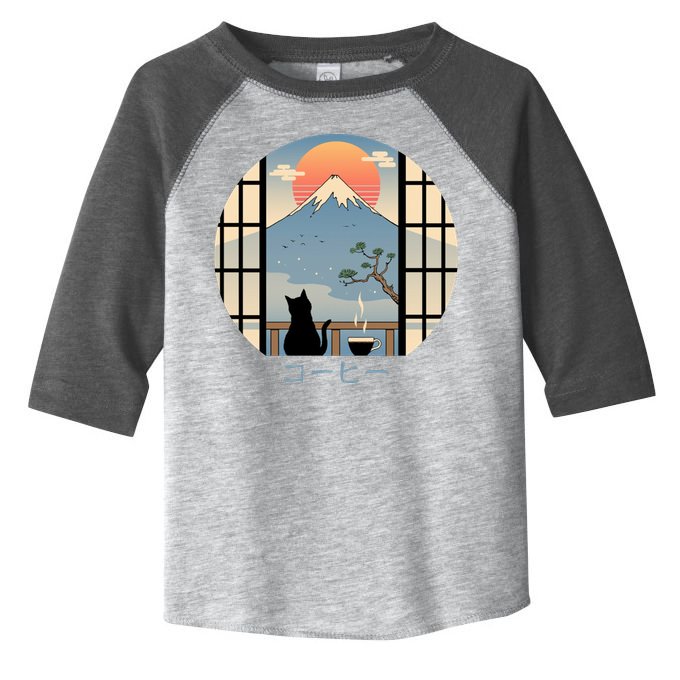 Japanese Cat Mountain Sunset Toddler Fine Jersey T-Shirt