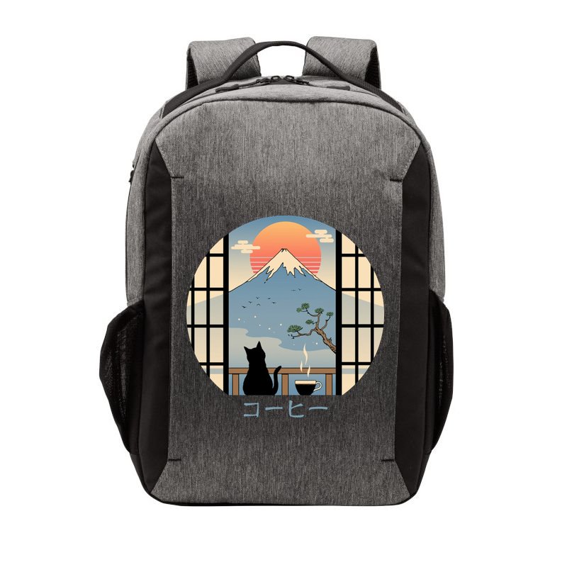 Japanese Cat Mountain Sunset Vector Backpack