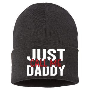 Just Call Me Daddy Funny Fatrher Gift Sustainable Knit Beanie