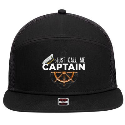 Just Call Me Captain Boating Sailor Anchor Boat Sailing 7 Panel Mesh Trucker Snapback Hat