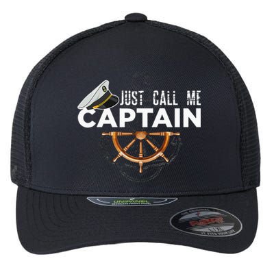 Just Call Me Captain Boating Sailor Anchor Boat Sailing Flexfit Unipanel Trucker Cap