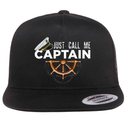 Just Call Me Captain Boating Sailor Anchor Boat Sailing Flat Bill Trucker Hat