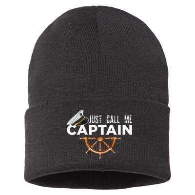 Just Call Me Captain Boating Sailor Anchor Boat Sailing Sustainable Knit Beanie