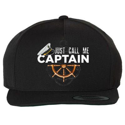 Just Call Me Captain Boating Sailor Anchor Boat Sailing Wool Snapback Cap