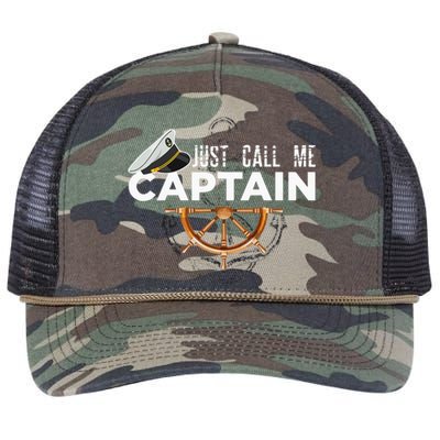 Just Call Me Captain Boating Sailor Anchor Boat Sailing Retro Rope Trucker Hat Cap