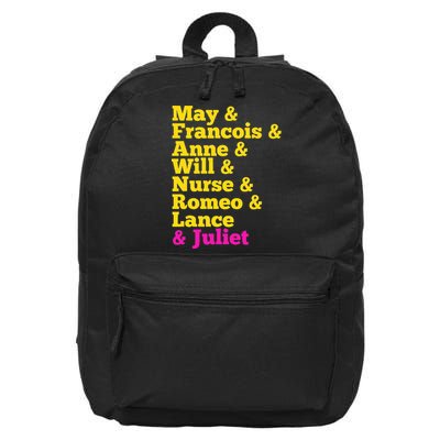 Juliet Characters Musical Theatre Musicals 16 in Basic Backpack