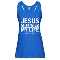 Jesus Changed My Life Faith Belief Spiritual Cute Gift Ladies Essential Flowy Tank