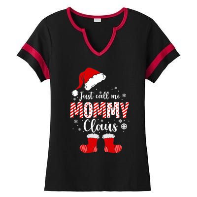 Just Call Me Mommy Claus Great Gift Christmas Light Pajama Pj Gift Ladies Halftime Notch Neck Tee