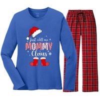 Just Call Me Mommy Claus Great Gift Christmas Light Pajama Pj Gift Women's Long Sleeve Flannel Pajama Set 