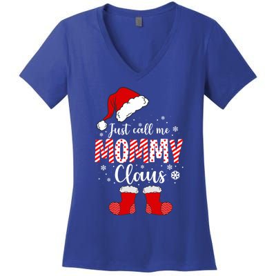 Just Call Me Mommy Claus Great Gift Christmas Light Pajama Pj Gift Women's V-Neck T-Shirt