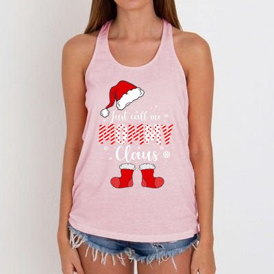 Just Call Me Mommy Claus Great Gift Christmas Light Pajama Pj Gift Women's Knotted Racerback Tank