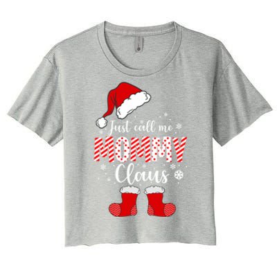 Just Call Me Mommy Claus Great Gift Christmas Light Pajama Pj Gift Women's Crop Top Tee