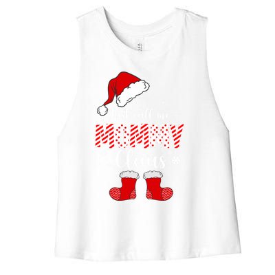 Just Call Me Mommy Claus Great Gift Christmas Light Pajama Pj Gift Women's Racerback Cropped Tank