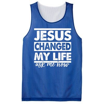 Jesus Changed My Life Ask Me How Mesh Reversible Basketball Jersey Tank