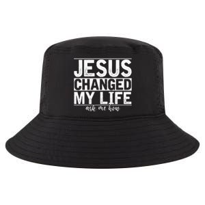 Jesus Changed My Life Asked Me How Christ Devotee Jesus Cool Comfort Performance Bucket Hat