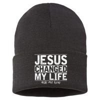 Jesus Changed My Life Asked Me How Christ Devotee Jesus Sustainable Knit Beanie