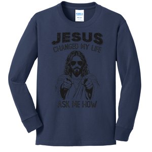 Jesus Changed My Life Ask Me How Christian Religious Kids Long Sleeve Shirt