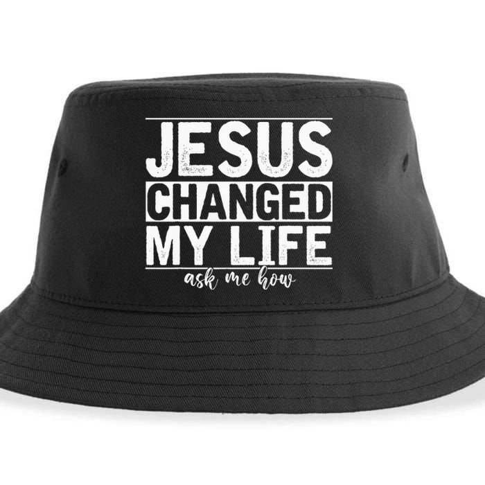 Jesus Changed My Life Asked Me How Christ Devo Jesus Sustainable Bucket Hat