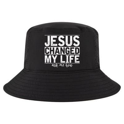 Jesus Changed My Life Asked Me How Christ Devotee Jesus Cool Comfort Performance Bucket Hat