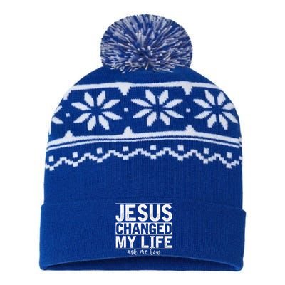 Jesus Changed My Life Asked Me How Christ Devotee Jesus USA-Made Snowflake Beanie