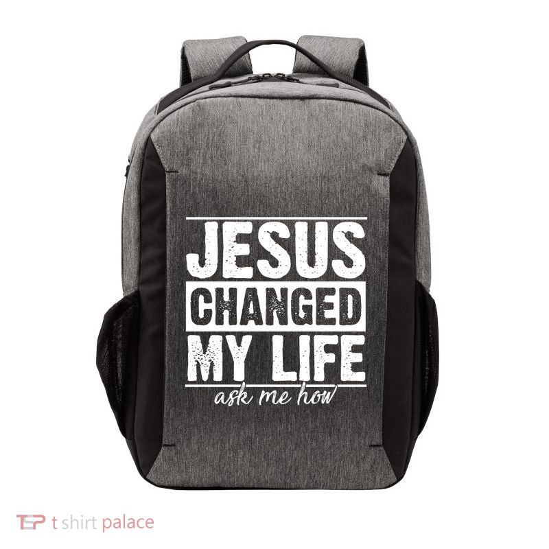Jesus Changed My Life Ask Me How Vector Backpack