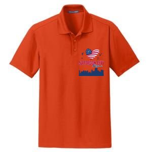 Jefferson City Missouri Skyline American Flag Heart Gift Dry Zone Grid Polo