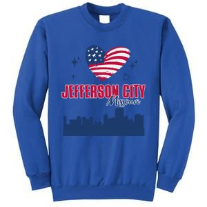 Jefferson City Missouri Skyline American Flag Heart Gift Sweatshirt