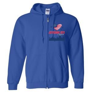 Jefferson City Missouri Skyline American Flag Heart Gift Full Zip Hoodie