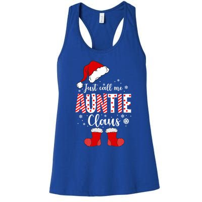 Just Call Me Auntie Claus Gift Christmas Light Pajama Pj Cool Gift Women's Racerback Tank